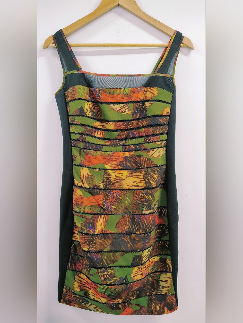 Anthropologie's Cluny Abstract Multi Tiered Mini Sheath Dress Sz 6